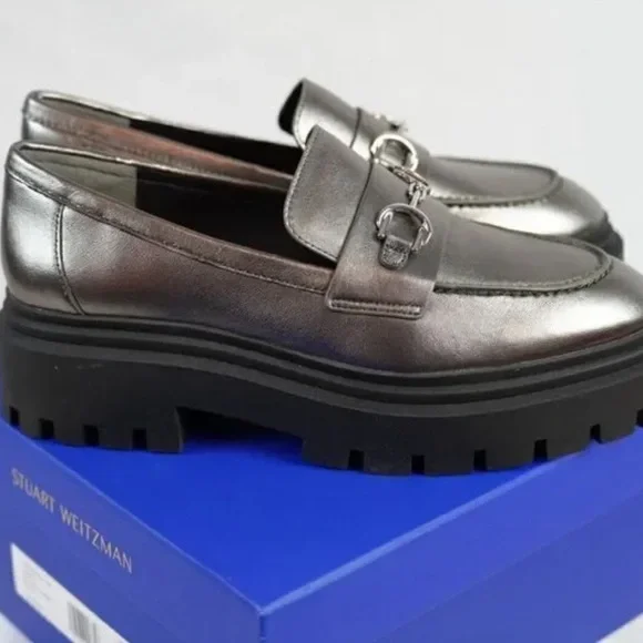 Stuart Weitzman Owen Chunky Leather Platform Bit Loafers Sz 6B - Picture 9 of 16